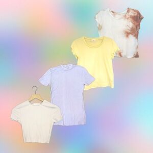 soft pastel tshirt bundle - S - babaton, anthro - 100% cotton, stretchy rayon